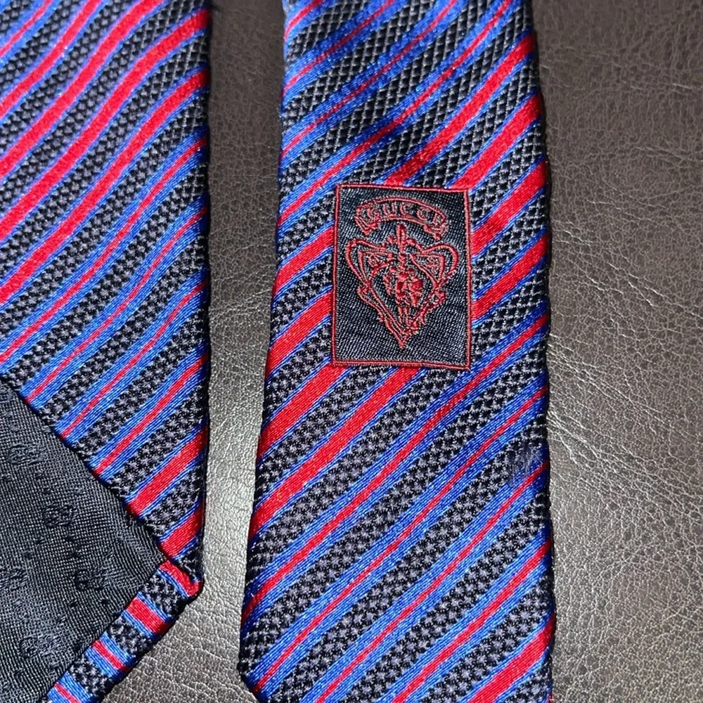 Gucci Red and Blue Striped Tie